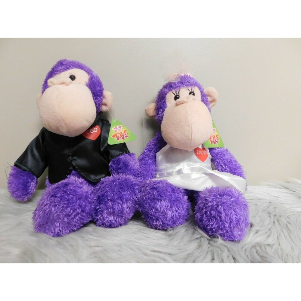 Sugar Loaf Toys Bride and Groom Purple‎ Monkey Plush Stuffed